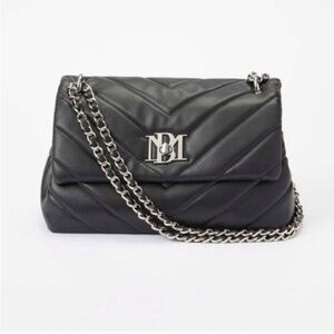 Badgley Mischka Black Vegan Leather Quilted Handbag